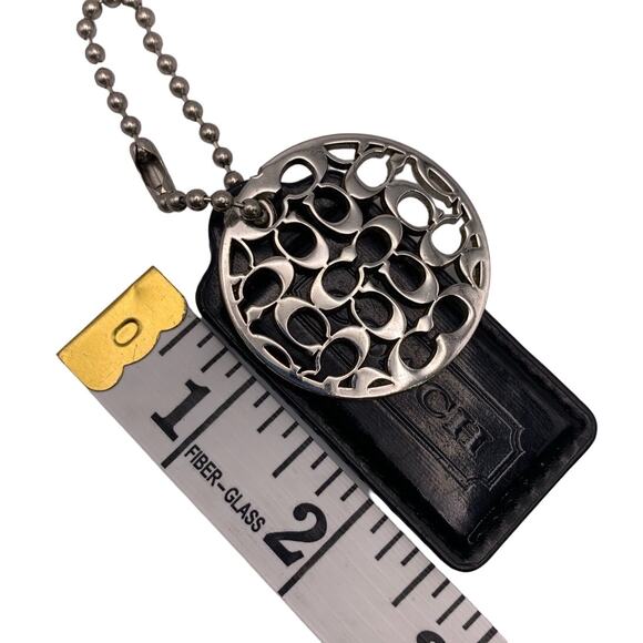 COACH Black Silver Circle Replacement Hang Tag Bag Charm - Picture 3 of 3